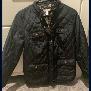 Charter Club Black Jacket with Leopard Print